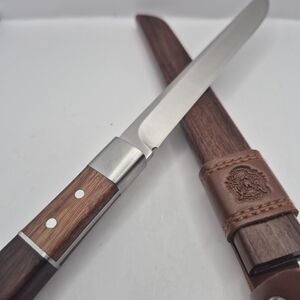 NEW!!! Elegant Silver and Brown Men's Knife With Wooden Sheath